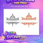 Free Split Maple Leaf Free Black Orange Christmas Free SVG - Instant Download