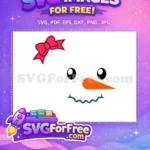 Free Pink Bow Snowman Face Christmas Free Holidays Easter Free SVG - Instant Download