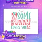 Free Pink Bunny Ears Free Teal Text Easter Free SVG - Instant Download