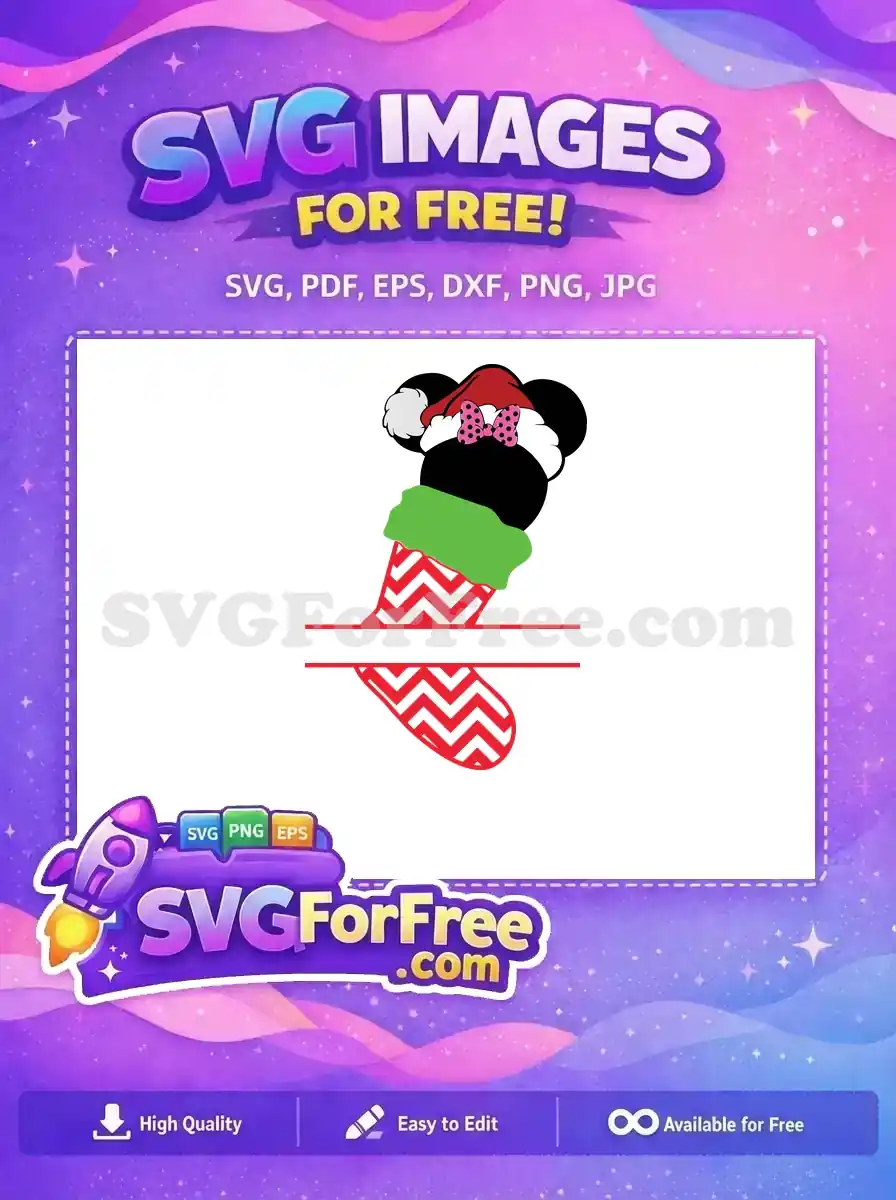 Free Minnie Santa Hat Free Christmas Stocking Monogram Free SVG
