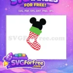 Free Red Chevron Stocking Free Green Fluff Christmas Free SVG - Instant Download