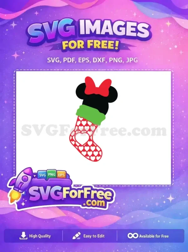 Free Minnie Stocking Hearts Free Christmas Easter Green Free SVG