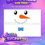 Free Snowman Face Free Blue Bow Holidays Christmas Free SVG - Instant Download