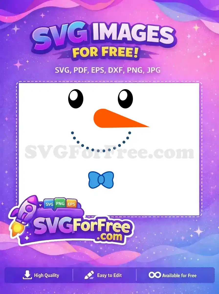 Free Snowman Face Free Blue Bow Holidays Christmas Free SVG