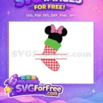 Free Minnie Pink Bow Free Houndstooth Stocking Christmas Free SVG - Instant Download