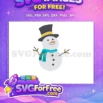 Free Snowman Tophat Free Blue Scarf Christmas Free SVG - Instant Download