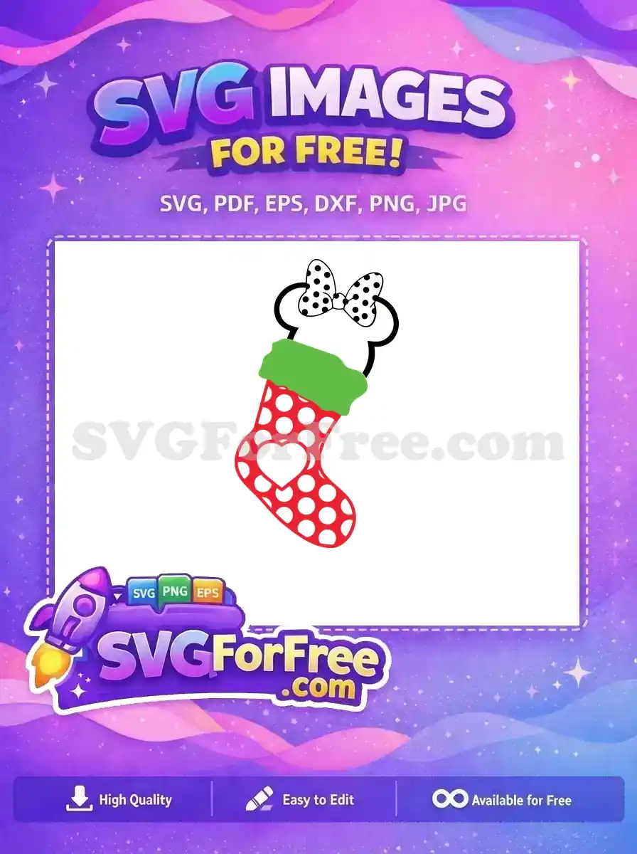 Free Minnie Stocking Free Polka Dots Christmas Holiday Free SVG