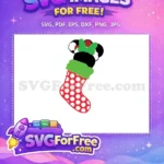 Free Minnie Stocking Green Bow Free Christmas Polka Dots Free SVG - Instant Download