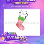 Free Minnie Bow Stocking Free Green Trim Christmas Free SVG - Instant Download