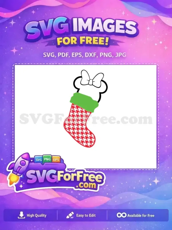 Free Minnie Bow Stocking Free Green Trim Christmas Free SVG