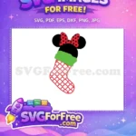 Free Polka Dot Bow Free Green Stocking Minnie Christmas Free SVG - Instant Download