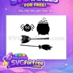 Free Halloween Elements Free Spider Cauldron Broom Halloween Free SVG - Instant Download