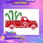 Free Red Truck Free Candy Canes Christmas Free SVG - Instant Download