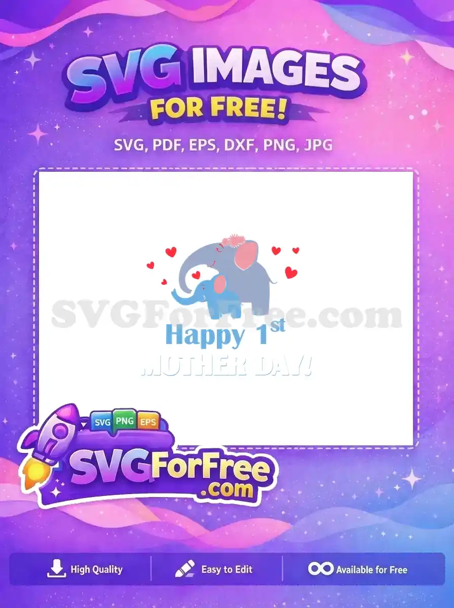 Free Gray Elephant Flower Free Happy First Mother's Day Free SVG