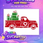 Free Old Red Truck Free Green Gifts Christmas Free SVG - Instant Download