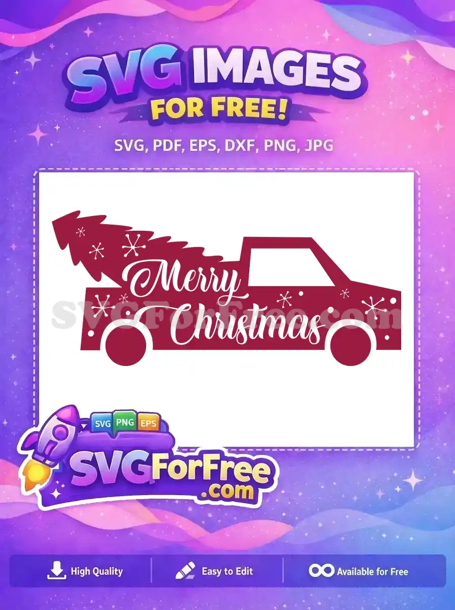 Free Burgundy Truck Free Christmas Tree Merry Christmas Free SVG 1