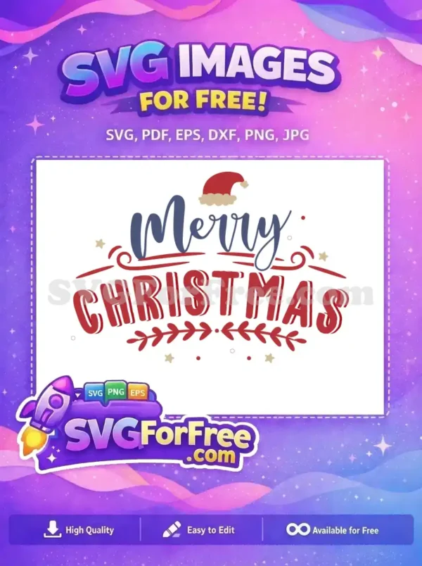 Free Santa Hat Free Red Font Merry Christmas Free SVG
