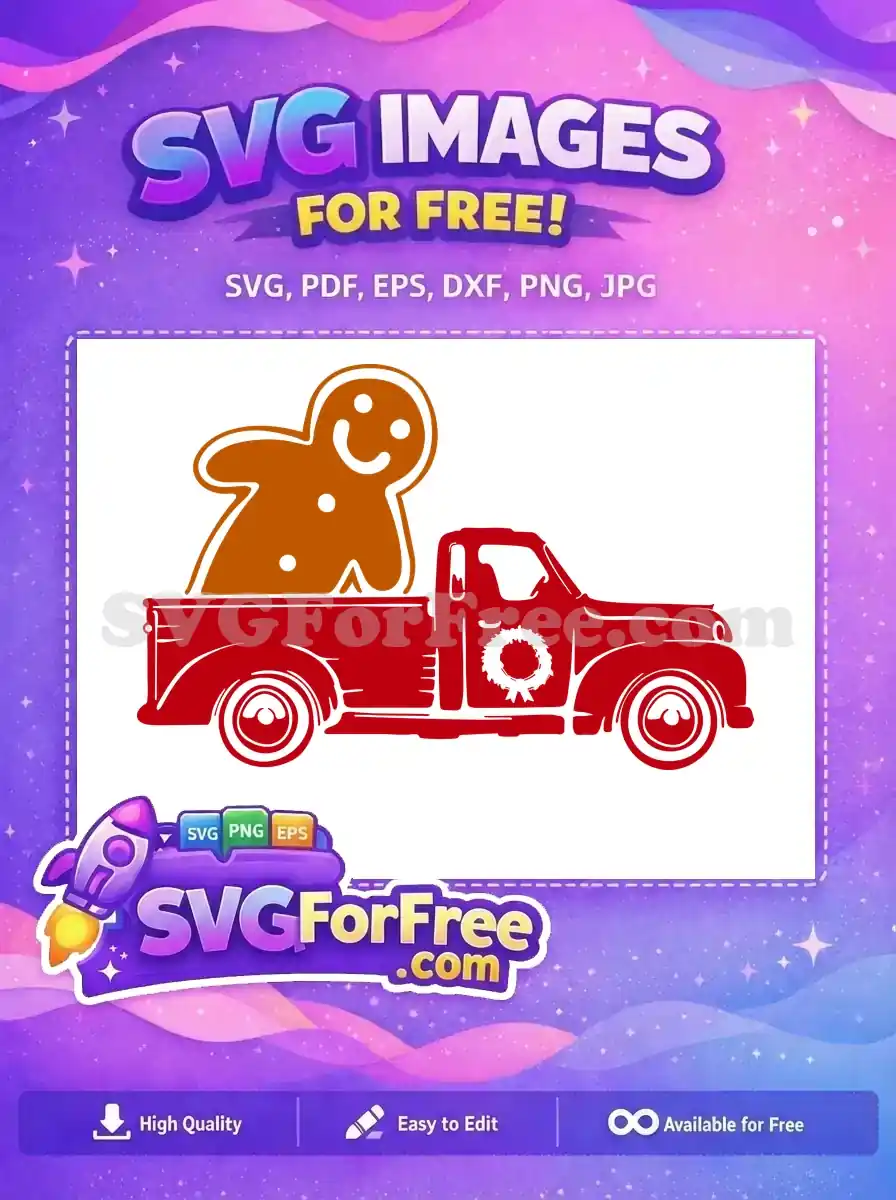 Free Brown Gingerbread Free Red Truck Christmas Free SVG