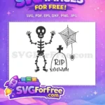 Free Halloween Tombstone Free Skeleton Spiderweb Scene Free SVG - Instant Download