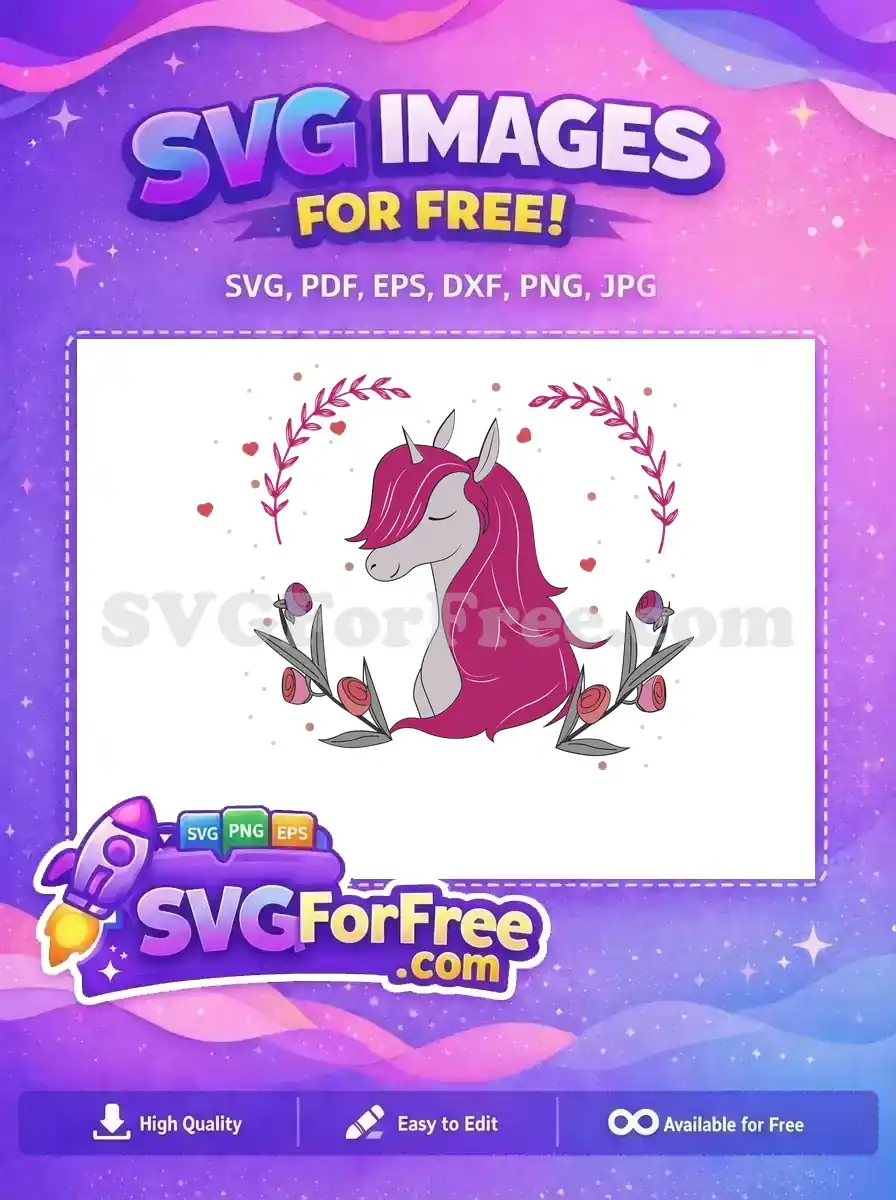 Free Sleeping Unicorn Free Floral Wreath Holidays Christmas Free SVG