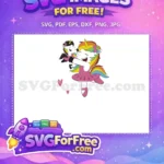 Free Rainbow Mane Unicorns Free Pink Dress Easter Free SVG - Instant Download