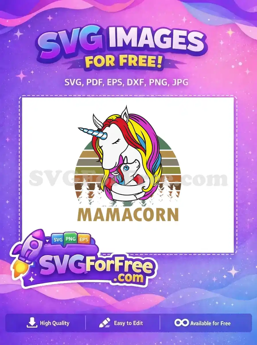 Free Mama Unicorn Hugging Free Baby Unicorn Christmas Free SVG