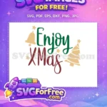 Free Christmas Bell Star Free Green Enjoy Xmas Design Free SVG - Instant Download