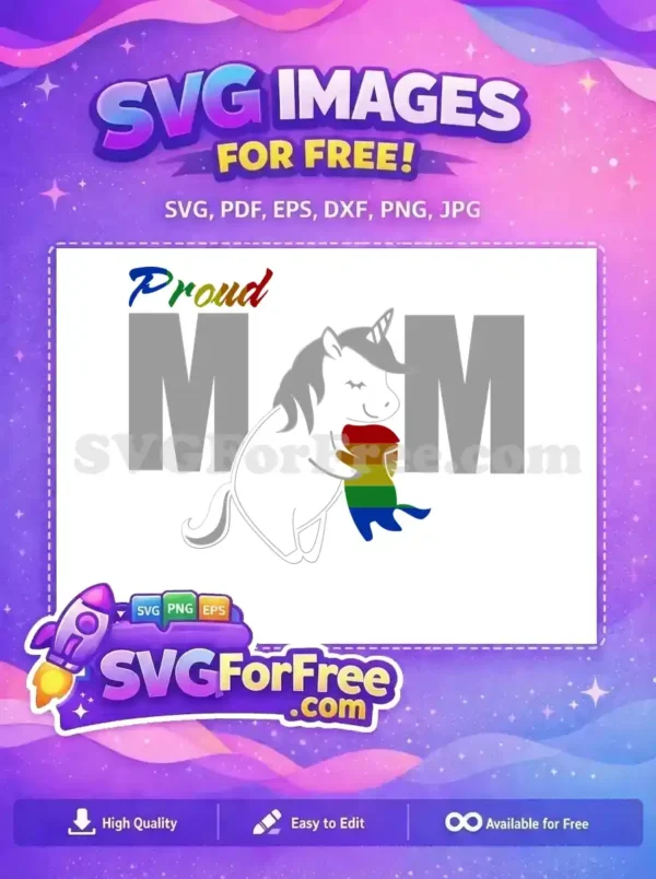 Free Rainbow Scarf Unicorn Free Proud Mom Design Free SVG