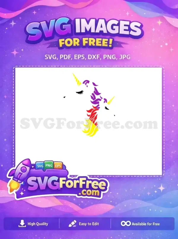 Free Eyelash Unicorn Free Purple Red Mane Holidays Free SVG