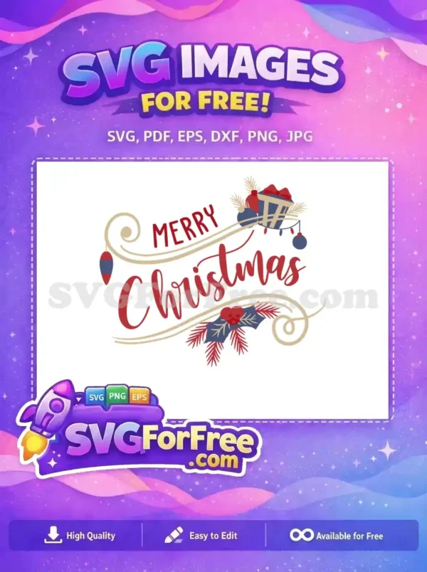 Free Red Merry Christmas Free Gift Ornaments Holidays Free SVG