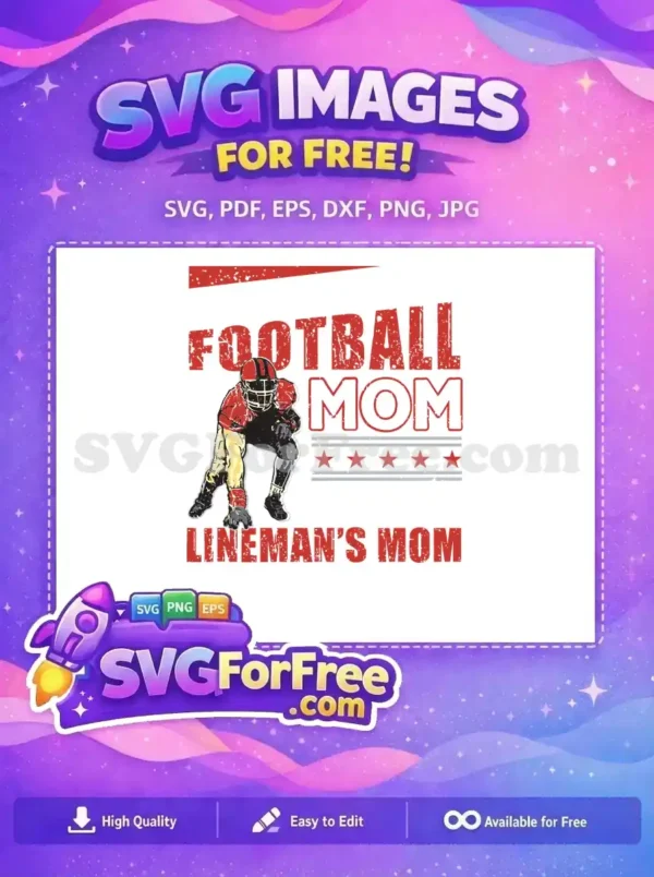 Free Red Football Lineman Free Mom Stars Design Free SVG