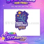Free Teal Branches Free Golden Stars Merry Christmas Free SVG - Instant Download