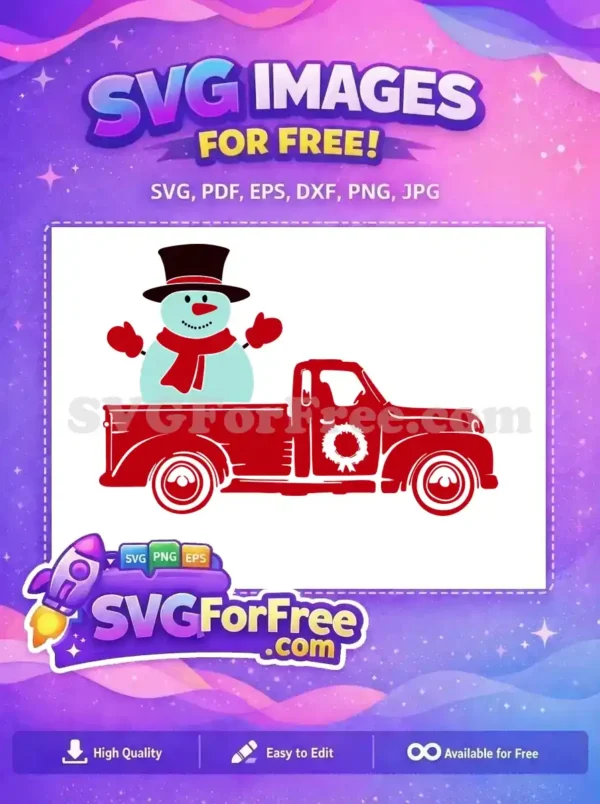 Free Snowman Tophat Free Christmas Truck Wreath Holidays Free SVG