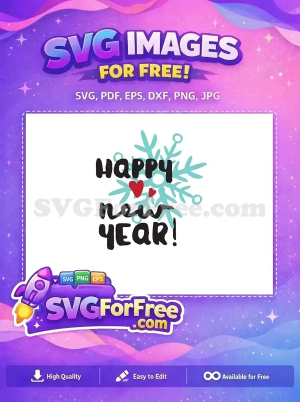 Free Teal Snowflake Free Red Hearts Happy New Year Free SVG
