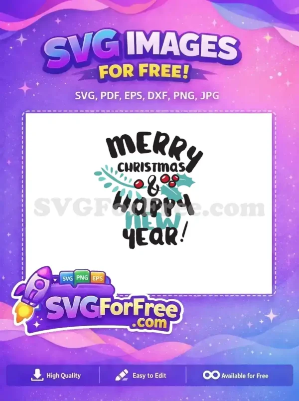 Free Merry Christmas Teal Branch Free Red Berries Holidays Free SVG