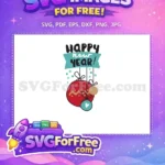 Free Happy New Year Teal Banner Free Red Ornament Free SVG - Instant Download