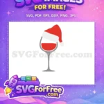 Free Red Wine Free Santa Hat Christmas Holiday Free SVG - Instant Download