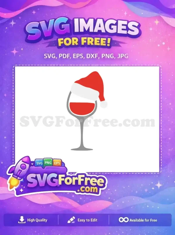 Free Red Wine Free Santa Hat Christmas Holiday Free SVG