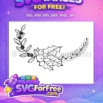 Free Berry Branch Free Holly Leaves Christmas Free SVG - Instant Download