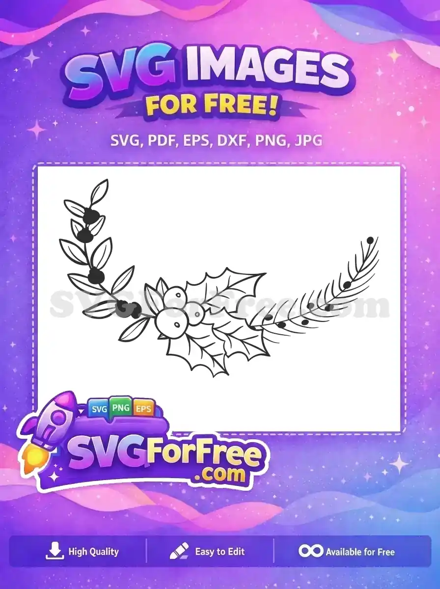Free Berry Branch Free Holly Leaves Christmas Free SVG