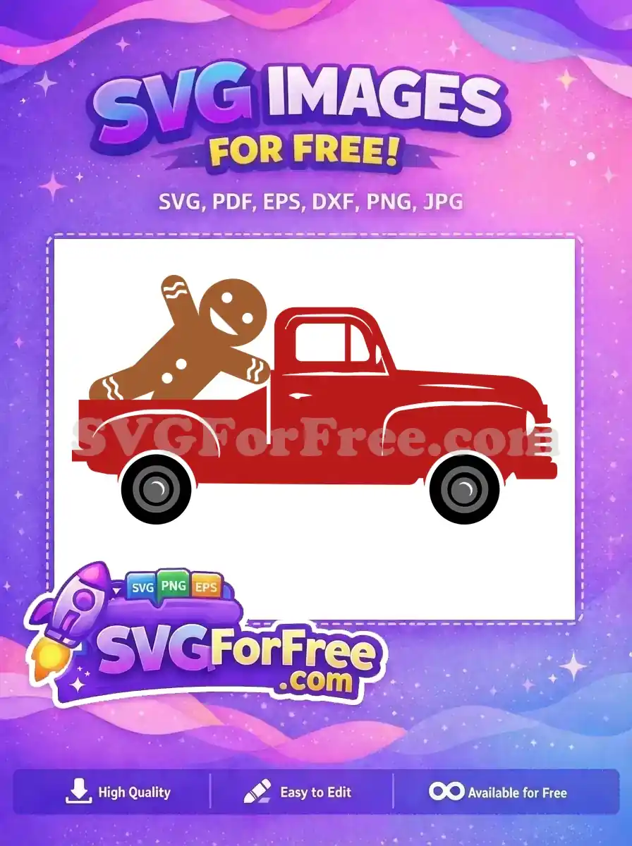 Free Smiling Gingerbread Man Free Red Truck Christmas Free SVG