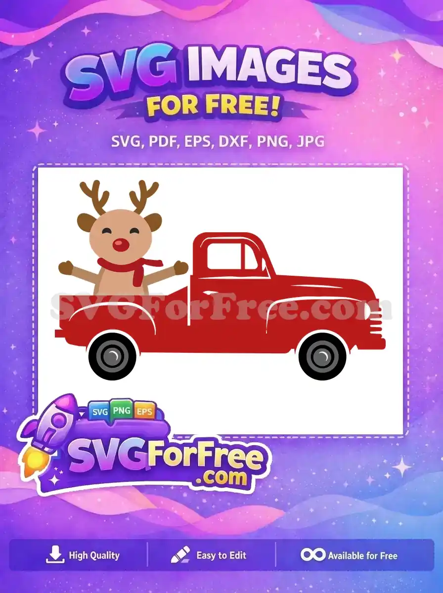 Free Smiling Reindeer Free Red Truck Christmas Easter Free SVG