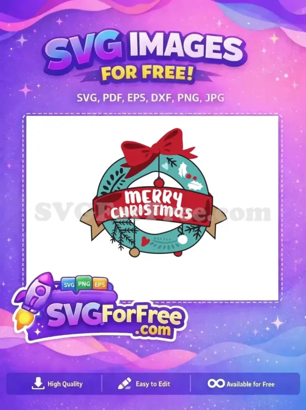 Free Teal Christmas Wreath Free Red Bow Merry Christmas Free SVG
