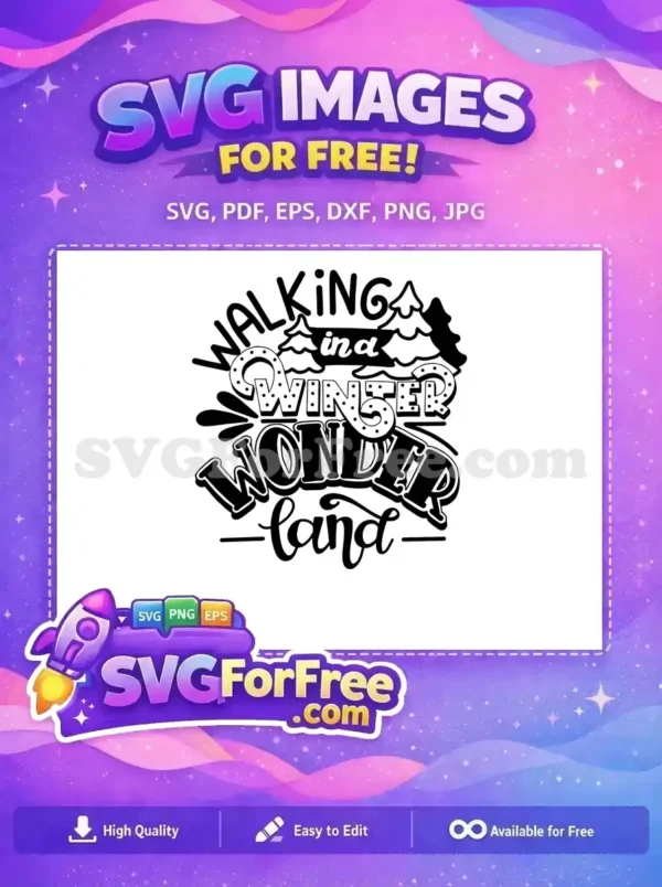 Free Walking Winter Text Free Snow Scene Christmas Free SVG