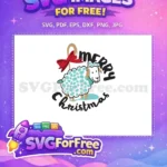 Free Cute Sheep Free Red Bow Merry Christmas Free SVG - Instant Download