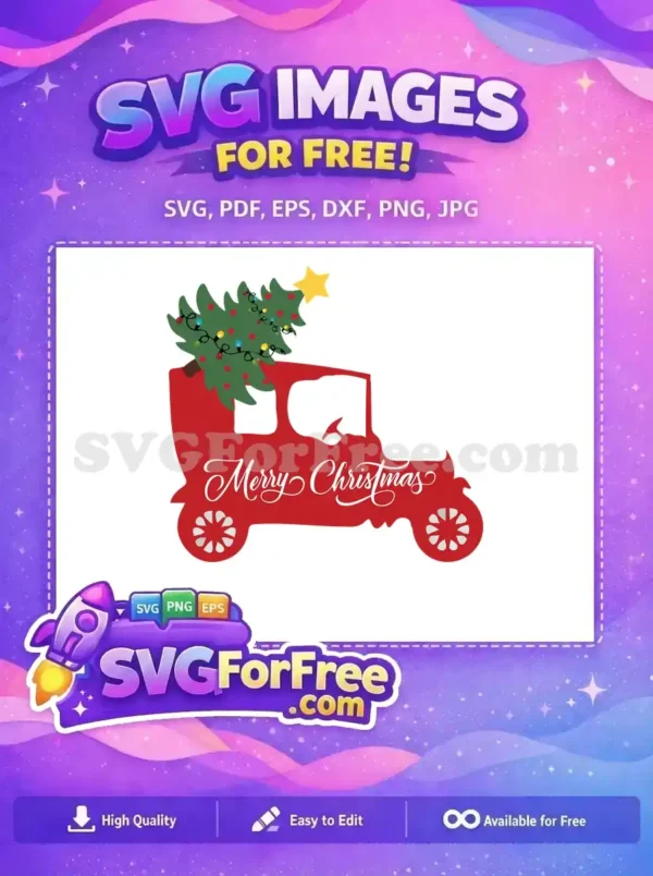 Free Red Truck Free Christmas Tree Holidays Free SVG 5