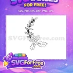 Free Berries Accent Free Holly Leaves Christmas Free SVG - Instant Download