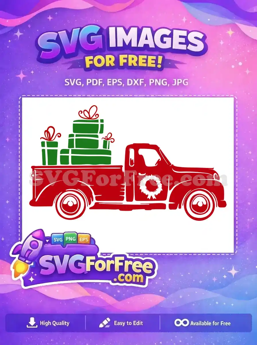 Free Red Truck Free Green Gifts Christmas Free SVG