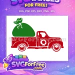 Free Red Truck Free Green Sack Christmas Free SVG - Instant Download