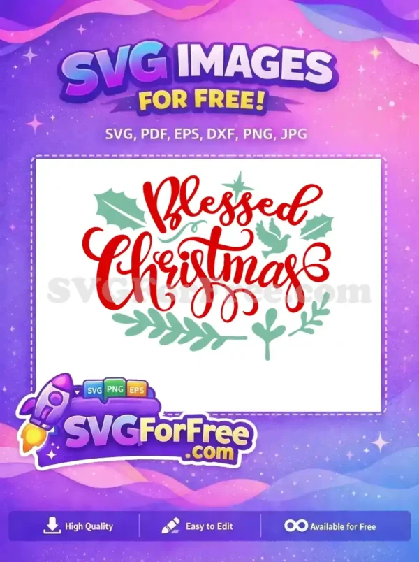 Free Red Blessed Free Hollys Dove Christmas Free SVG